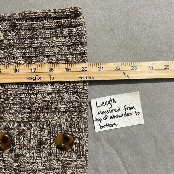 Y2K 2000s Energie Junior Size Large Brown Shawl Collar Cropped Baby Cardigan - Picture 8 of 8